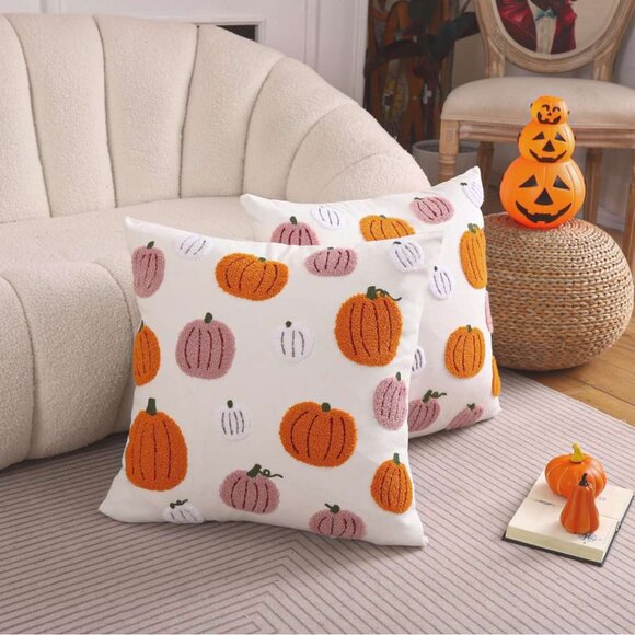 Halloween / Thanksgiving Pillow Case Set of 2 Embroidered Quality Design Tosleo - Picture 3 of 13